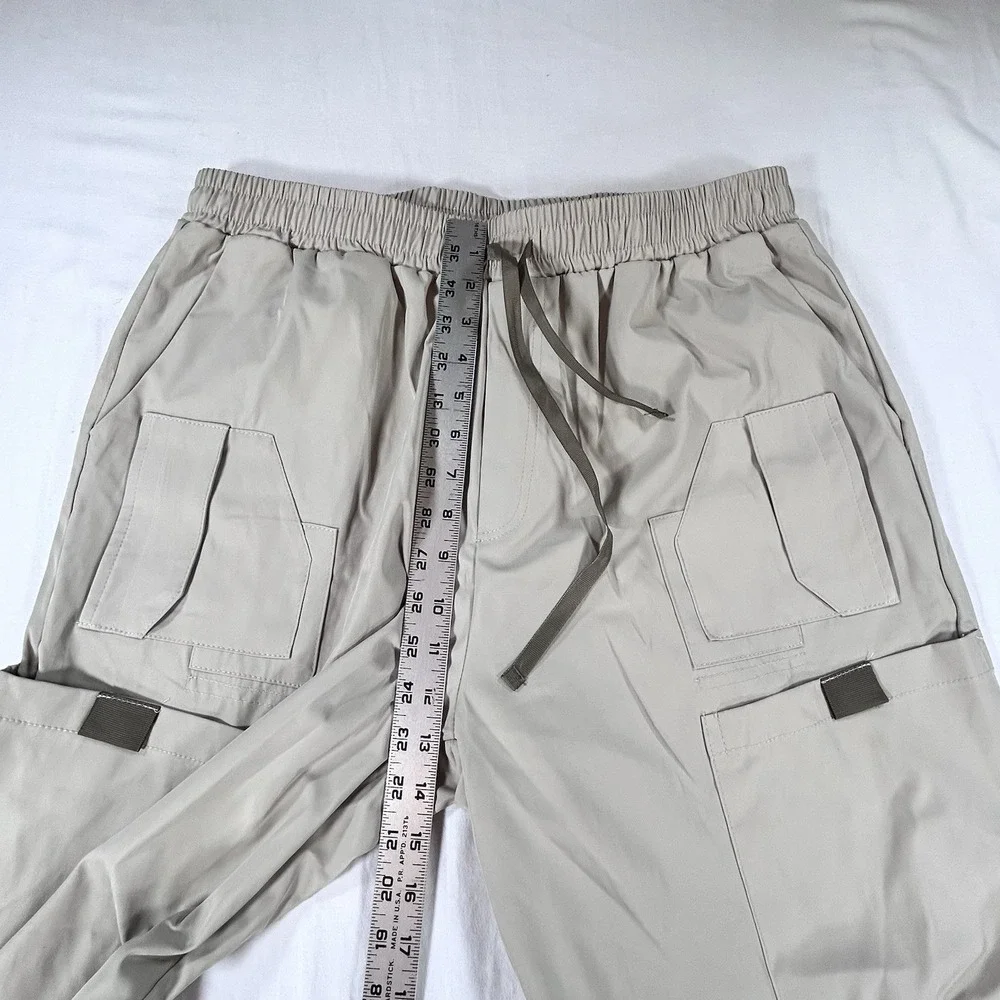 NWT COOFANDY Men's L Utility Straight Fit Cargo Pants Casual Khaki Drawstring - Picture 7 of 11